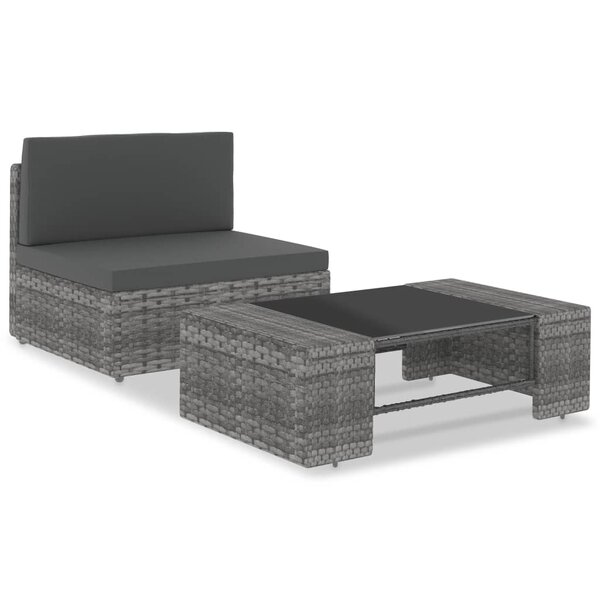 vidaXL Salon de jardin 2 Pièces Résine tressée Gris