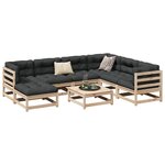 vidaXL Salon de jardin 8 Pièces avec coussins bois de pin massif