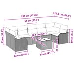 Ensemble de canapé de jardin 8 pièces avec coussins gris clair en poly rattan
