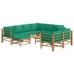 Salon de jardin meuble d'extérieur ensemble de mobilier 10 pièces avec coussins vert bambou 02_0015191