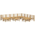 vidaXL Salon de jardin 11 Pièces avec coussins gris clair bambou