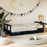 vidaXL Cadre de lit enfant tiroirs noir 80x200 cm bois de pin massif