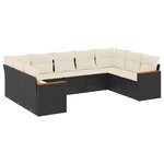 vidaXL Salon de jardin 9 Pièces avec coussins noir résine tressée