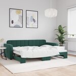 vidaXL Lit de jour avec gigogne sans matelas vert foncé 80x200 cm
