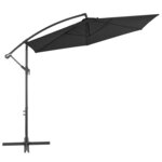 vidaXL Parasol déporté avec mât en aluminium 300 cm Noir