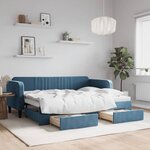 vidaXL Lit de jour avec gigogne et tiroirs sans matelas bleu 80x200 cm