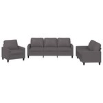 vidaXL Ensemble de canapés 3 Pièces avec coussins Gris Similicuir