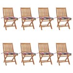 vidaXL Chaises pliables de jardin avec coussins 8 Pièces Teck solide