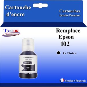 T3AZUR - Recharge compatible avec Epson 102 EcoTank - Noire