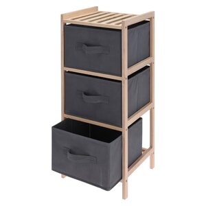 H&S Collection Armoire de rangement avec 3 boîtes de rangement Gris foncé
