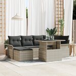 vidaXL Ensemble de canapés de jardin 7 pièces avec coussins en rotin poly clair