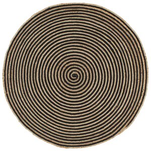 vidaXL Tapis fait à la main Jute avec design de spirale Noir 150 cm