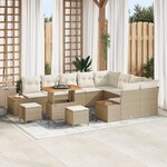 Ensemble de canapé de jardin en 12 pièces avec coussins beige en poly rotin acacia