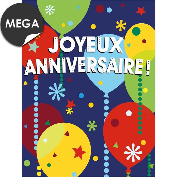 Grande carte anniversaire ballons multicolores - draeger paris
