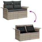 Ensemble de Canapé de Jardin 7 Pièces avec Coussins Gris Clair Rattan Poly