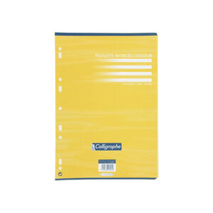 Feuillets mobiles s/film 21x29,7 jaune 100p séyès 80g Pack De 50 CALLIGRAPHE