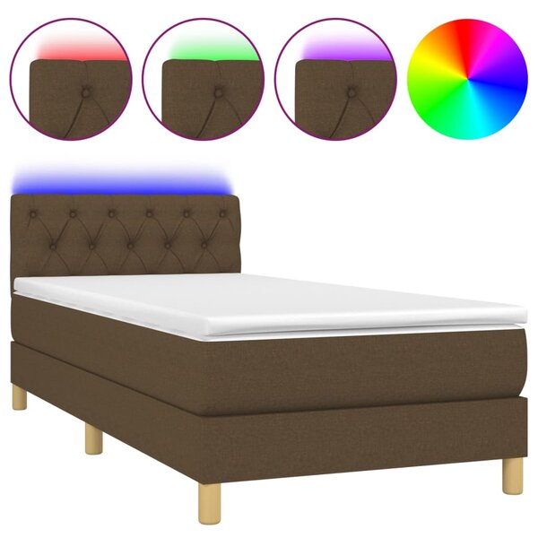 vidaXL Sommier à lattes de lit et matelas et LED Marron foncé 80x200cm