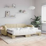 vidaXL Lit de jour avec lit gigogne crème 80x200 cm tissu