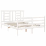 vidaXL Cadre de lit avec tête de lit blanc 140x190 cm bois massif