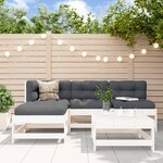 vidaXL Salon de jardin 5 Pièces avec coussins blanc bois massif