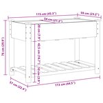 Jardinière vidaXL avec étagère 115x59x76 cm en bois massif de sapin