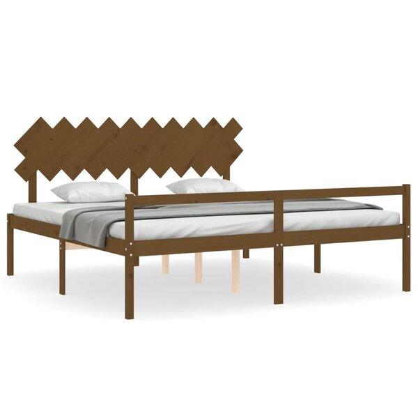 vidaXL Lit pour personne âgée et tête de lit 200x200 cm bois massif