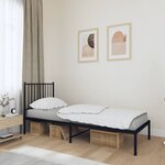 vidaXL Cadre de lit métal sans matelas avec tête de lit noir 75x190 cm