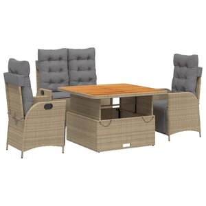 vidaXL Ensemble à manger de jardin coussins 4 Pièces beige résine tressée