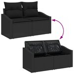 vidaXL Ensemble de salle à manger de jardin de 6 pièces avec coussins en poly rotin noir