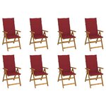 vidaXL Chaises pliables de jardin avec coussins lot de 8 Bois d'acacia