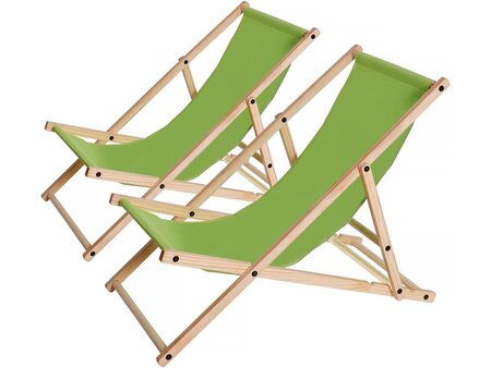 Lot de 2 transats en bois "Chilienne" - 107 x 56.5 x 81 cm - Vert