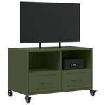 vidaXL Meuble TV vert olive 68x39x43 5 cm acier laminé à froid