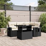 vidaXL Salon de jardin 5 Pièces avec coussins noir résine tressée