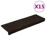 vidaXL Tapis d'escalier 15 Pièces Tissu aiguilleté 65x21x4 cm Marron