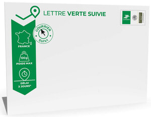 Prêt-à-Poster - Lettre verte suivie - 100g - Format C4 - Enveloppe à l'unité