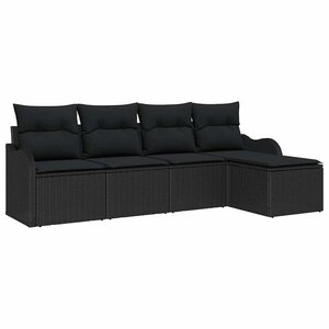 vidaXL Ensemble de canapé de jardin avec stockage 5 Pièces Noir polyrotin