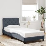 vidaXL Cadre de lit avec lumières LED gris foncé 90x200 cm velours