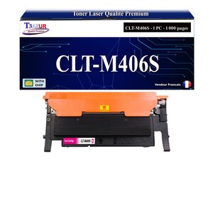 T3AZUR - Toner compatible avec Samsung CLT-M406S pour Samsung Xpress C410W C460FW C460W - Magenta