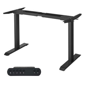 Cadre de bureau électrique pieds de bureau assis-debout sans dessus de table avec crochet réglable en hauteur en continu fonction mémoire acier noir 12_0004700