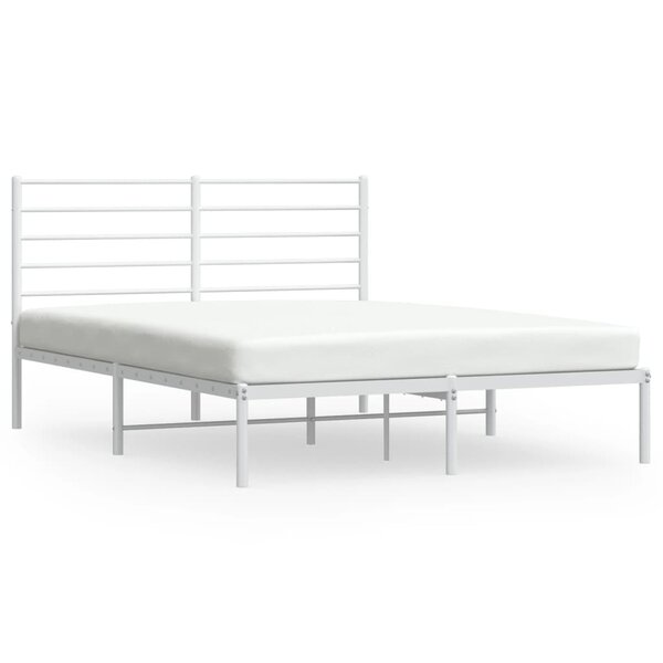 vidaXL Cadre de lit métal avec tête de lit blanc 140x200 cm
