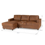 Canapé d'angle gauche 4 places contemporain - Tissu Marron vintage 215 x 140 cm