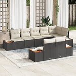 vidaXL Ensemble de Canapés de Jardin 8 pièces avec coussins Noir Poly Rotin Acacia