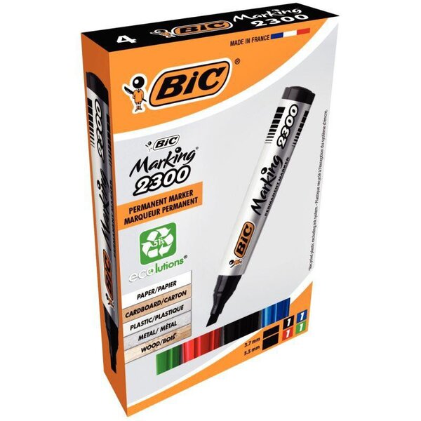 Pochette 4 marqueurs permanent BIC Marking 2300 assortis