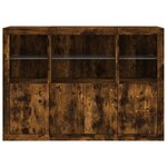 vidaXL Buffets avec lumières LED 3 Pièces chêne fumé bois d'ingénierie