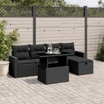 vidaXL Salon de jardin 6 Pièces avec coussins noir résine tressée