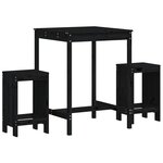 vidaXL Ensemble de bar de jardin 3 Pièces noir bois de pin massif