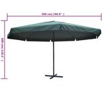 vidaXL Parasol vert aluminium 500 cm