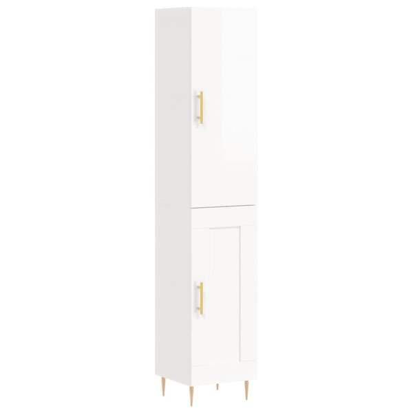 vidaXL Buffet haut Blanc brillant 34 5x34x180 cm Bois d'ingénierie
