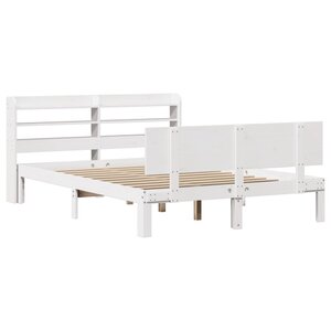 vidaXL Cadre de lit avec tête de lit blanc 135x190 cm bois pin massif