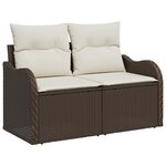 Ensemble de canapé de jardin de 8 pièces avec coussins marron en polyrotin